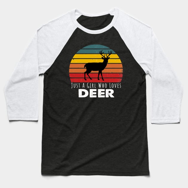 Just A Girl Who Loves Deer  Retro Vintage Baseball T-Shirt by Happysphinx